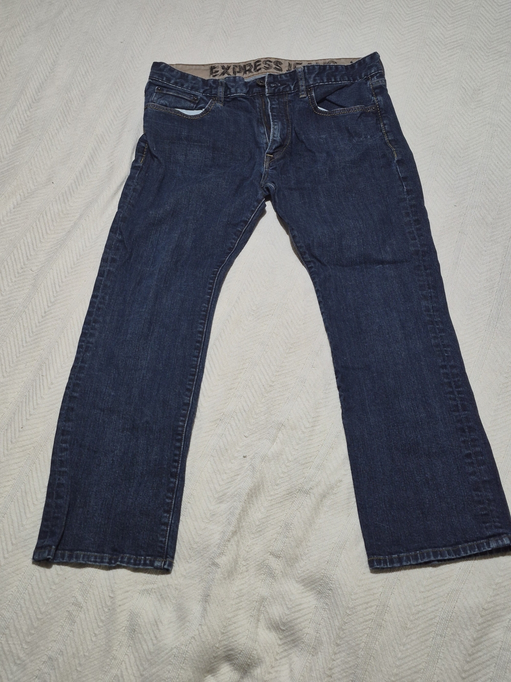 Express Mens Slim Stretch Jeans Size 34x30 Dark Wash Classic Blue Denim